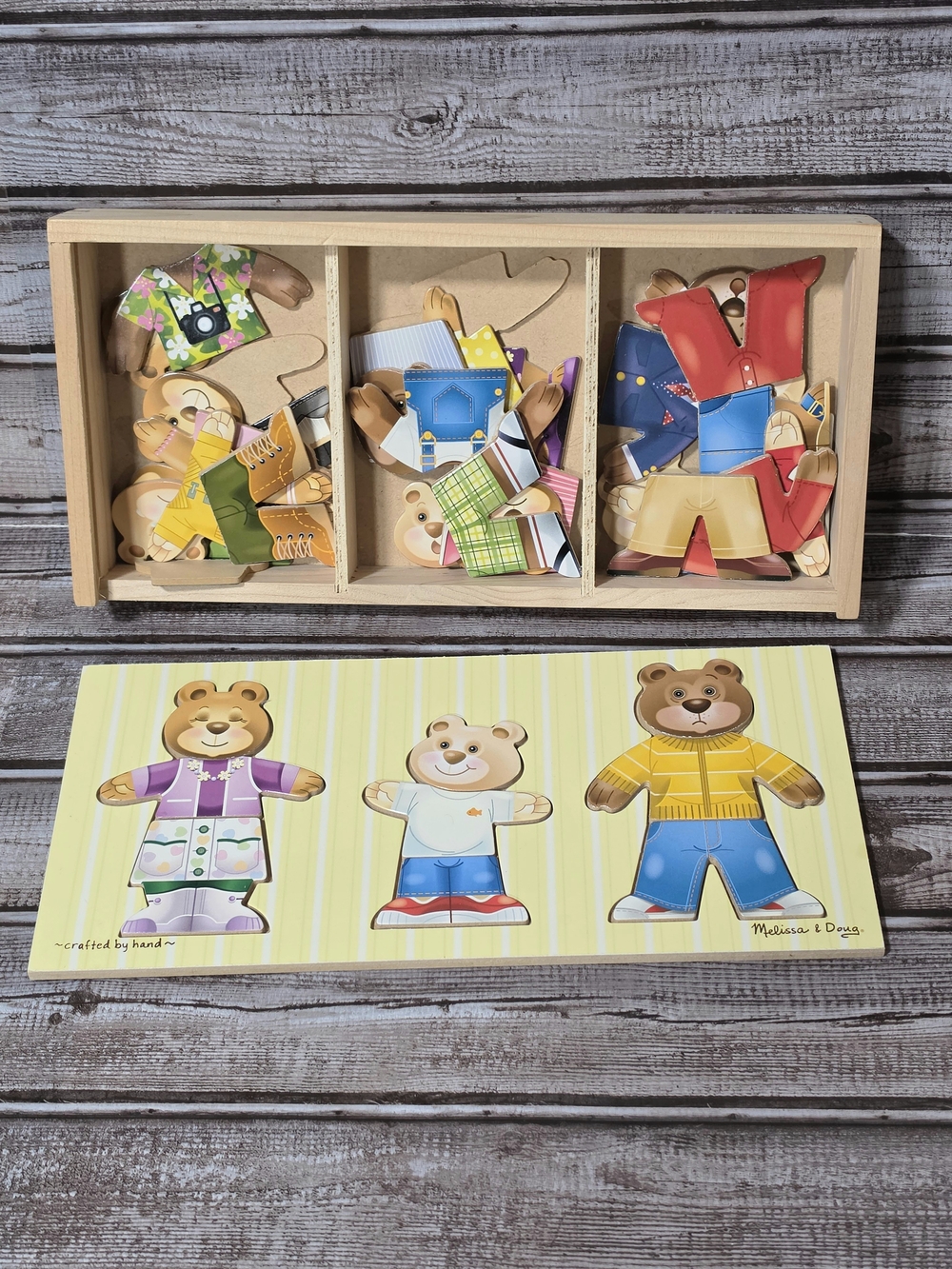 Melissa & Doug Kids Wooden Bear Family Dress-Up Puzzle